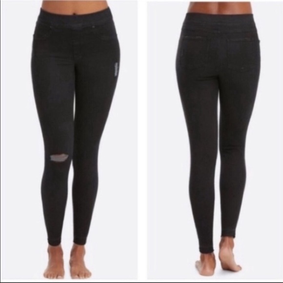 Spanx Raw Released Hem Distressed Jegging Jeans Black Size Medium - Picture 6 of 6